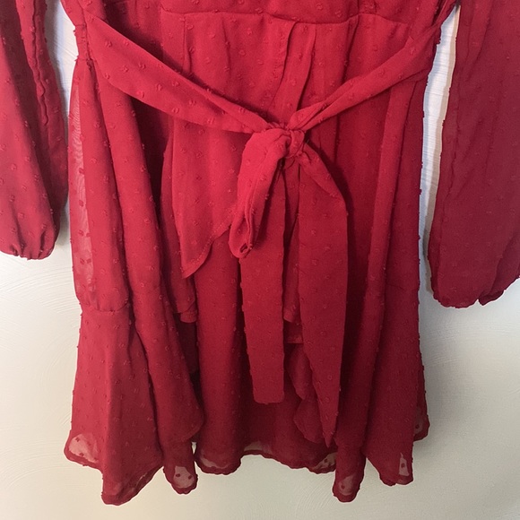 Red Faux wrap dress - Picture 4 of 5